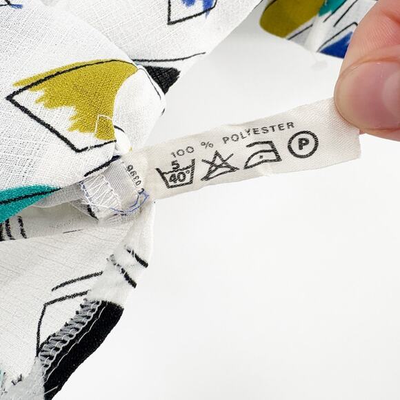 2/$30 Vintage Top Size S Janine Pauporte Button Down V Neck Collar Art to Wear - Picture 5 of 6